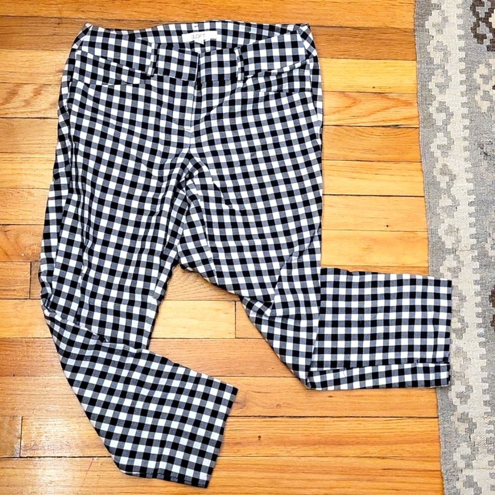 Loft gingham ankle pants